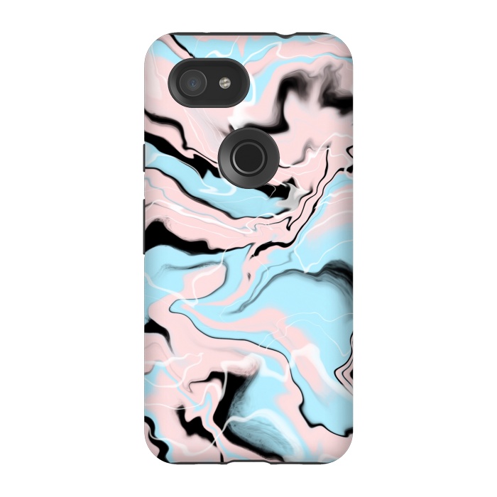 Pixel 3A StrongFit Marble blue peach by Jms