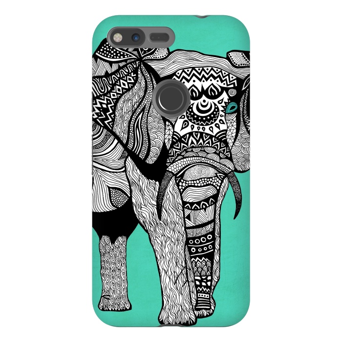 Pixel XL StrongFit Turquoise Elephant by Pom Graphic Design