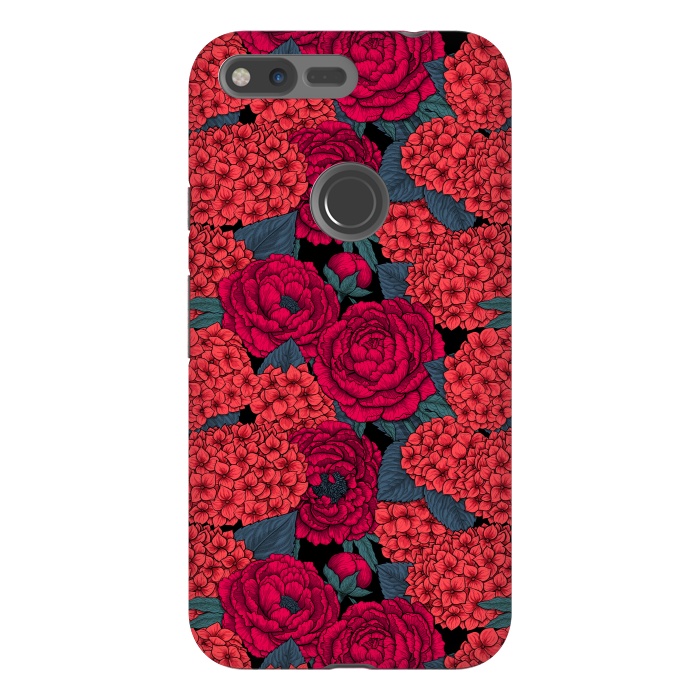 Pixel XL StrongFit Peony and hydrangea in red by Katerina Kirilova