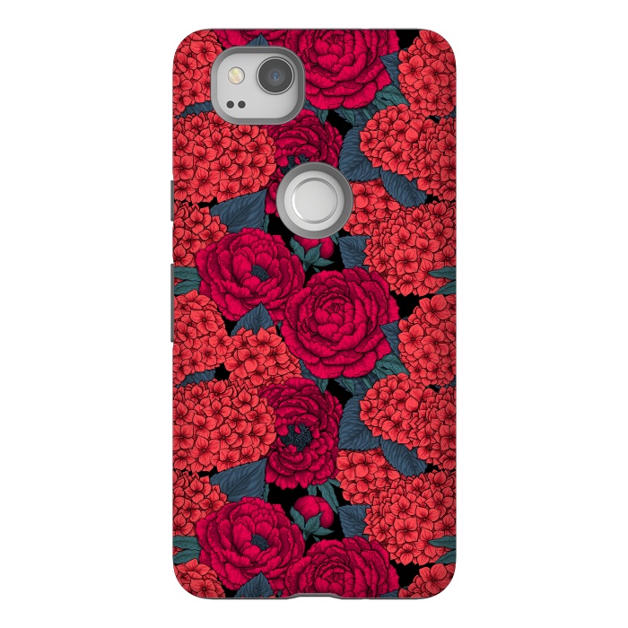 Pixel 2 StrongFit Peony and hydrangea in red by Katerina Kirilova