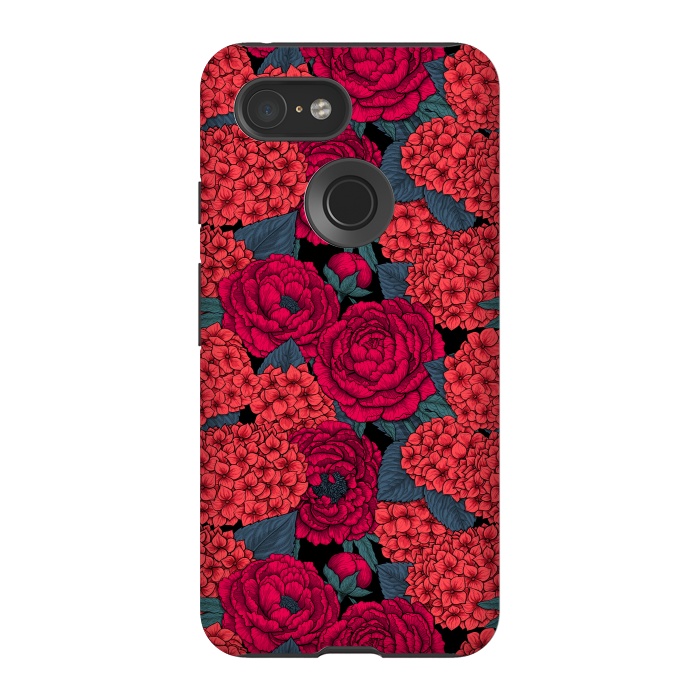 Pixel 3 StrongFit Peony and hydrangea in red by Katerina Kirilova