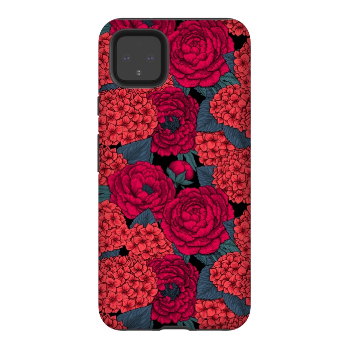 Pixel 4XL StrongFit Peony and hydrangea in red by Katerina Kirilova