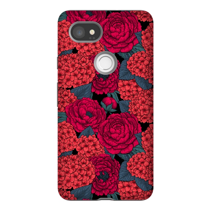Pixel 2XL StrongFit Peony and hydrangea in red by Katerina Kirilova
