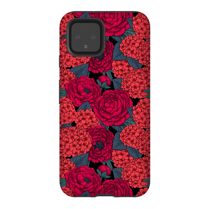 Pixel 4 StrongFit Peony and hydrangea in red by Katerina Kirilova
