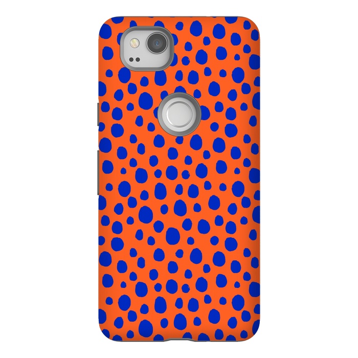 Pixel 2 StrongFit blue orange animal print by MALLIKA