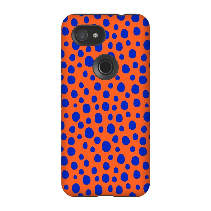 Pixel 3A StrongFit blue orange animal print by MALLIKA
