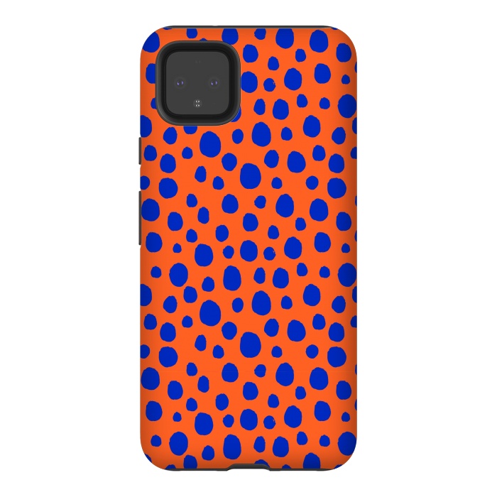 Pixel 4XL StrongFit blue orange animal print by MALLIKA