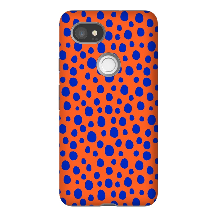 Pixel 2XL StrongFit blue orange animal print by MALLIKA