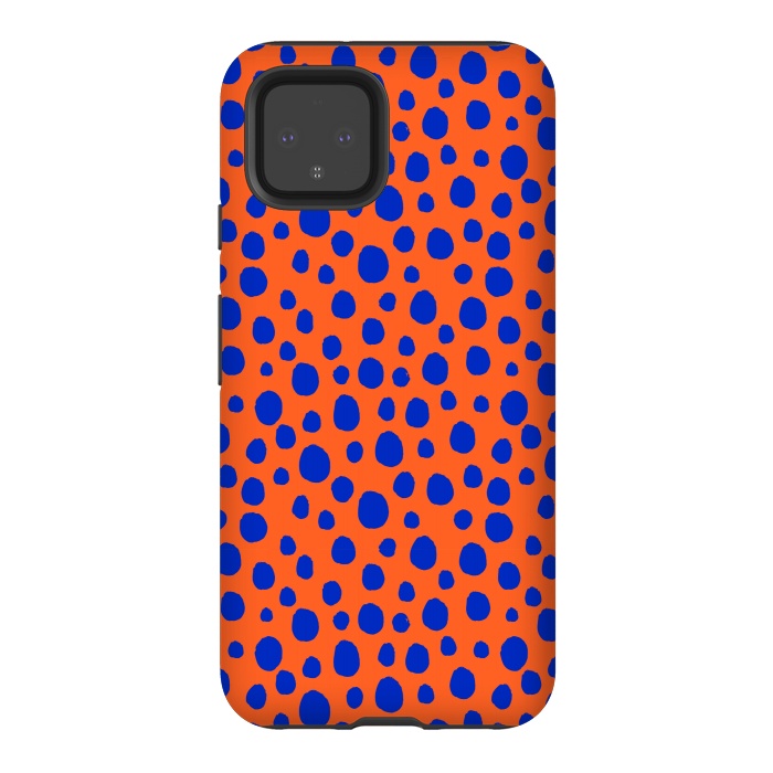 Pixel 4 StrongFit blue orange animal print by MALLIKA