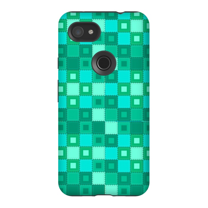 Pixel 3AXL StrongFit blue green patchwork by MALLIKA