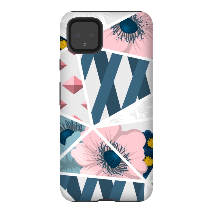 Pixel 4XL StrongFit BLUE PINK FLORAL PATCHWORK by MALLIKA