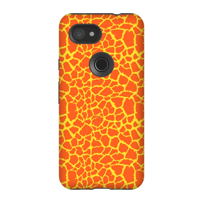 Pixel 3A StrongFit ORANGE YELLOW ANIMAL PRINT by MALLIKA