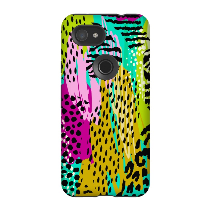 Pixel 3A StrongFit colorful abstract animal print by haroulita