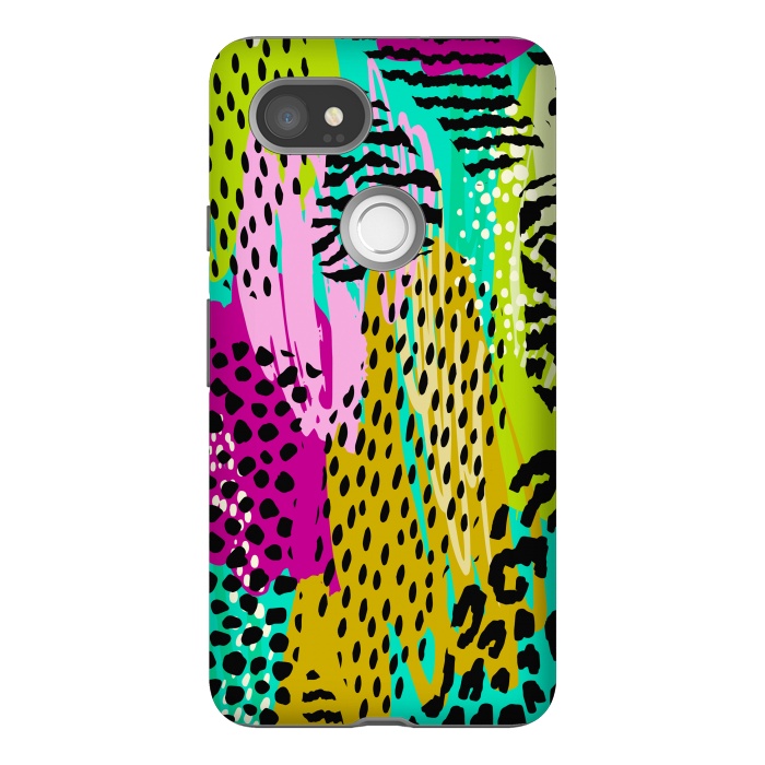 Pixel 2XL StrongFit colorful abstract animal print by haroulita