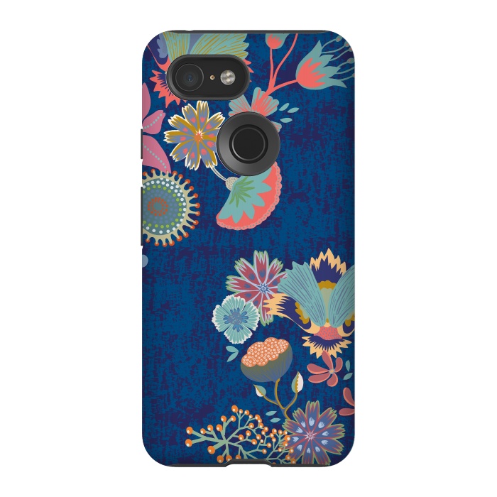 Pixel 3 StrongFit Blue chinz florals by Nina Leth