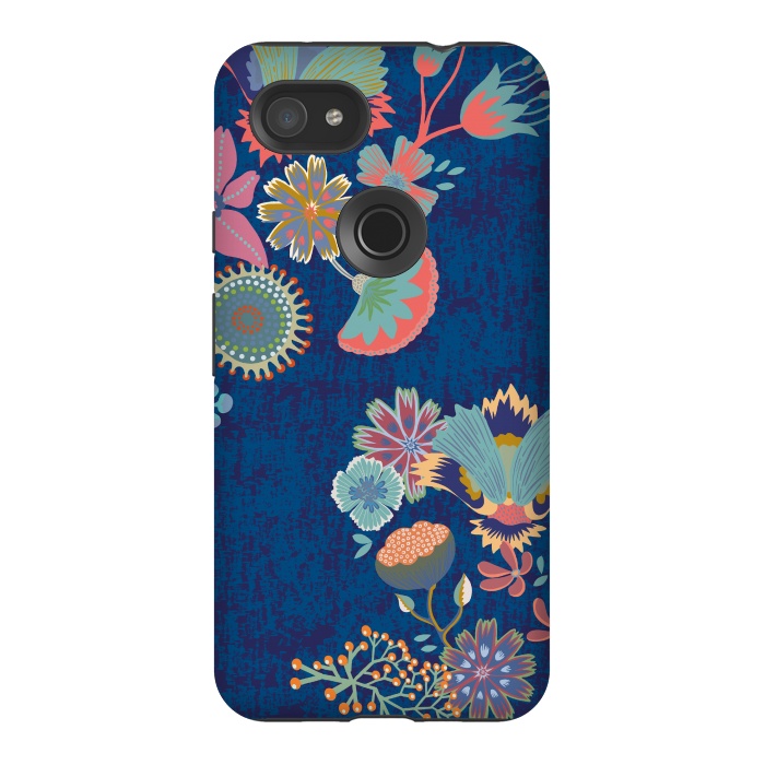 Pixel 3AXL StrongFit Blue chinz florals by Nina Leth