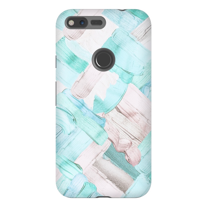 Pixel XL StrongFit Blush Teal Acrylic Thick Brush Strokes Pattenr by  Utart
