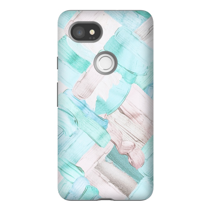 Pixel 2XL StrongFit Blush Teal Acrylic Thick Brush Strokes Pattenr by  Utart
