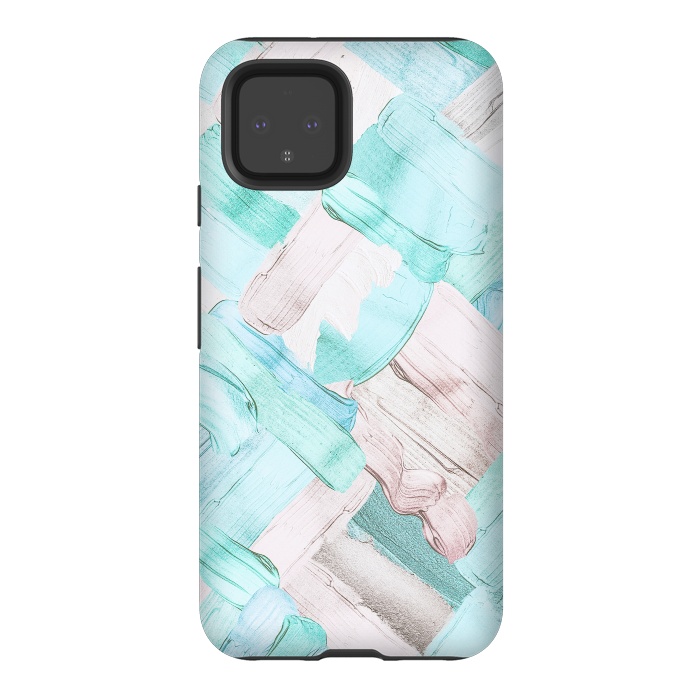 Pixel 4 StrongFit Blush Teal Acrylic Thick Brush Strokes Pattenr by  Utart