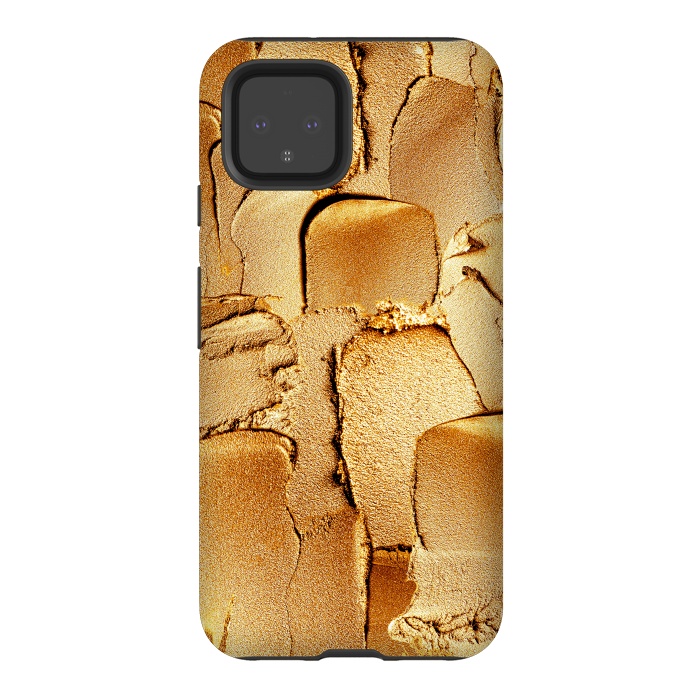 Pixel 4 StrongFit Faux Gold Acrylic Brush Strokes by  Utart