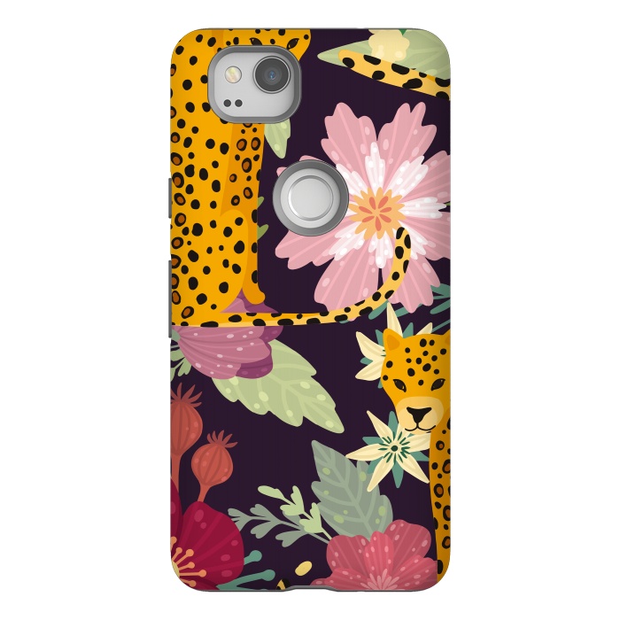 Pixel 2 StrongFit floral leopard by haroulita