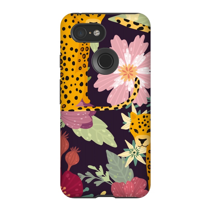 Pixel 3 StrongFit floral leopard by haroulita
