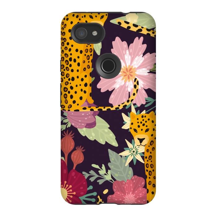 Pixel 3AXL StrongFit floral leopard by haroulita