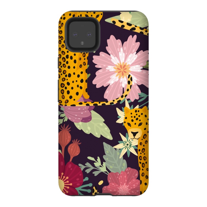 Pixel 4XL StrongFit floral leopard by haroulita