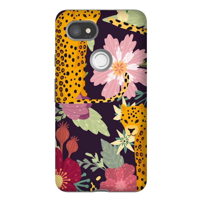 Pixel 2XL StrongFit floral leopard by haroulita