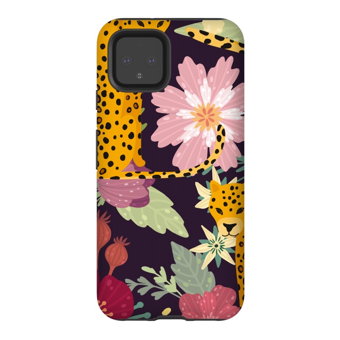 Pixel 4 StrongFit floral leopard by haroulita