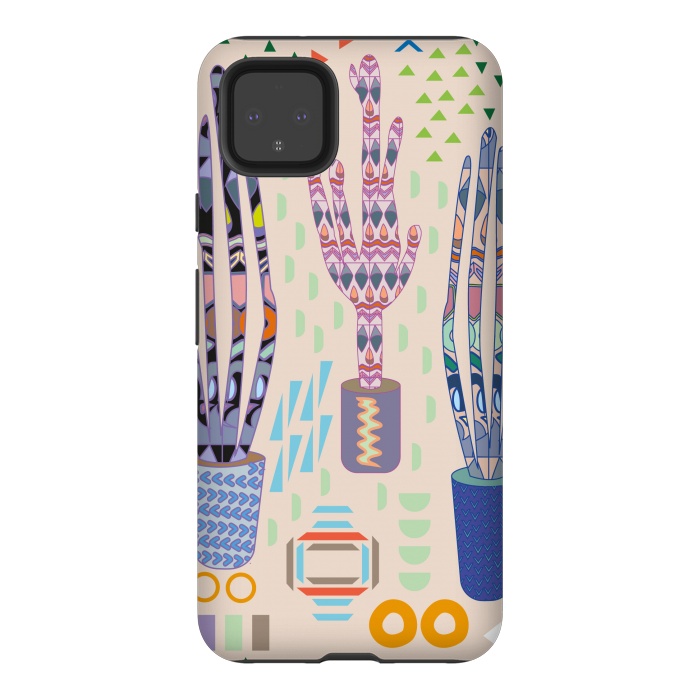 Pixel 4XL StrongFit Cactus desert with pattern by Nina Leth