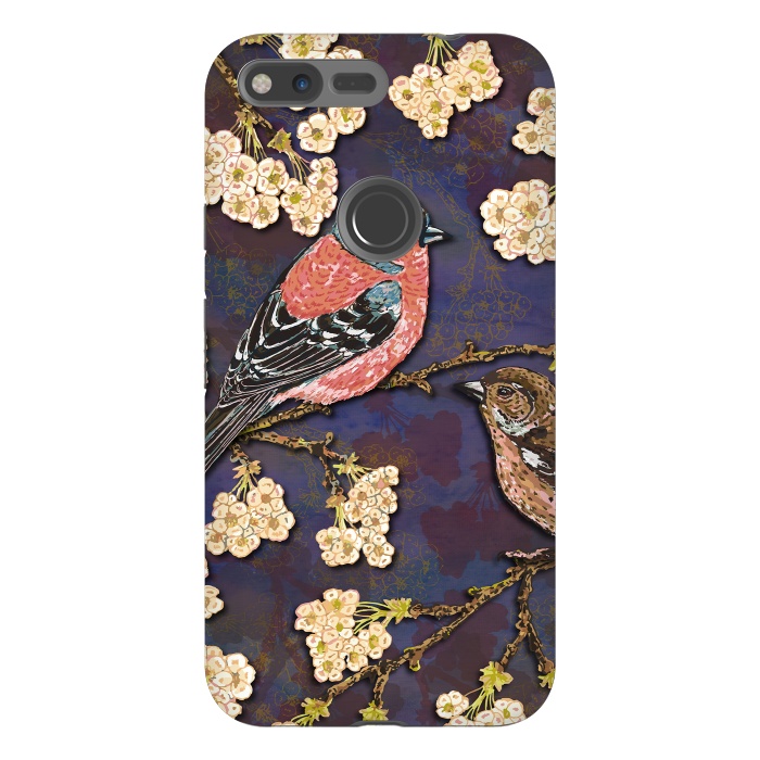 Pixel XL StrongFit Chaffinches in Cherry Blossom by Lotti Brown