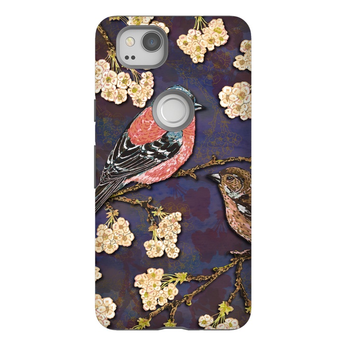 Pixel 2 StrongFit Chaffinches in Cherry Blossom by Lotti Brown