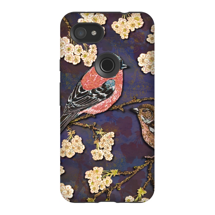 Pixel 3AXL StrongFit Chaffinches in Cherry Blossom by Lotti Brown