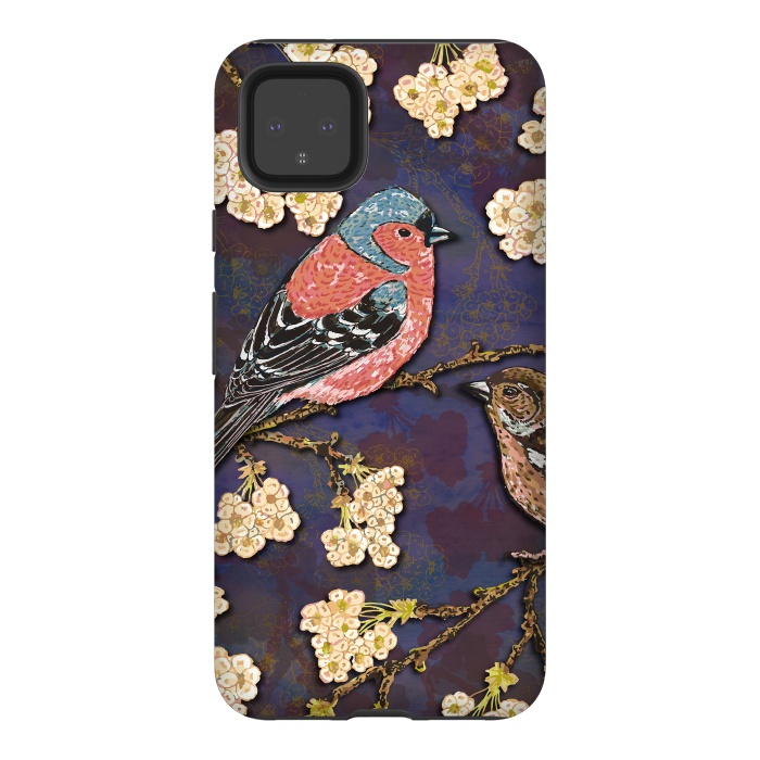 Pixel 4XL StrongFit Chaffinches in Cherry Blossom by Lotti Brown