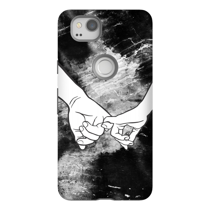 Pixel 2 StrongFit Couple holding hands dark marble by Oana 