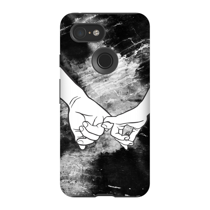 Pixel 3 StrongFit Couple holding hands dark marble by Oana 
