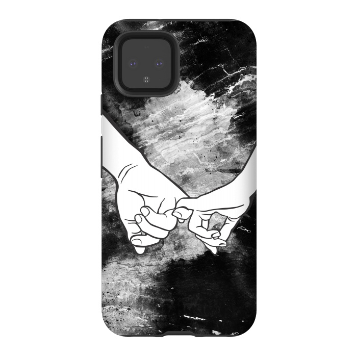Pixel 4 StrongFit Couple holding hands dark marble by Oana 