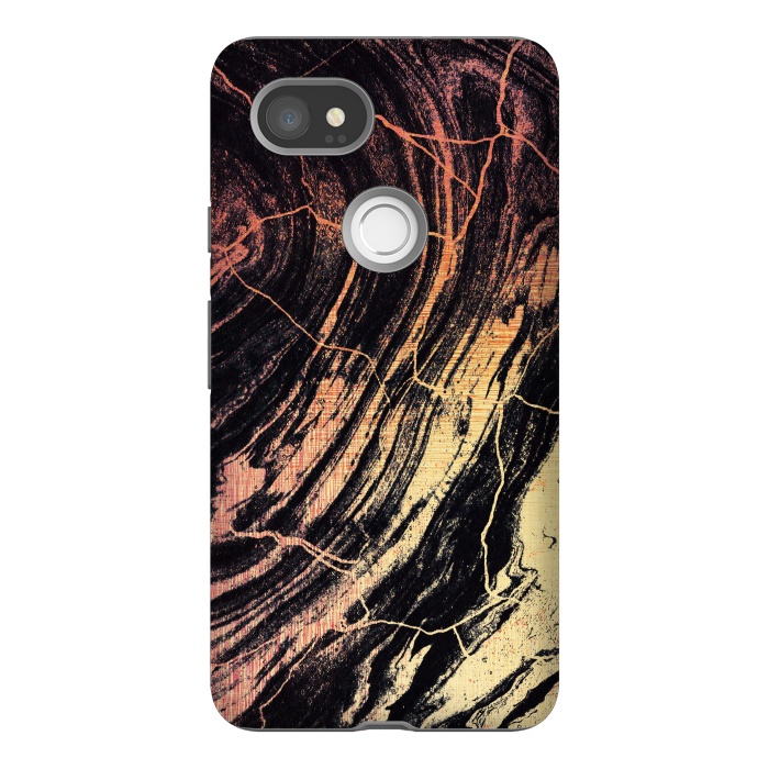 Pixel 2XL StrongFit Gold marble brush strokes by Oana 