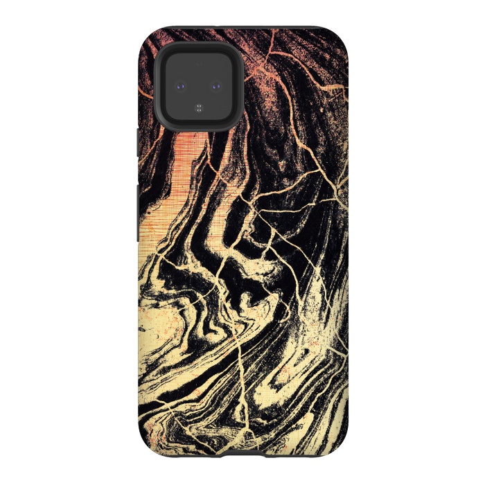 Pixel 4 StrongFit Gold marble brush strokes by Oana 