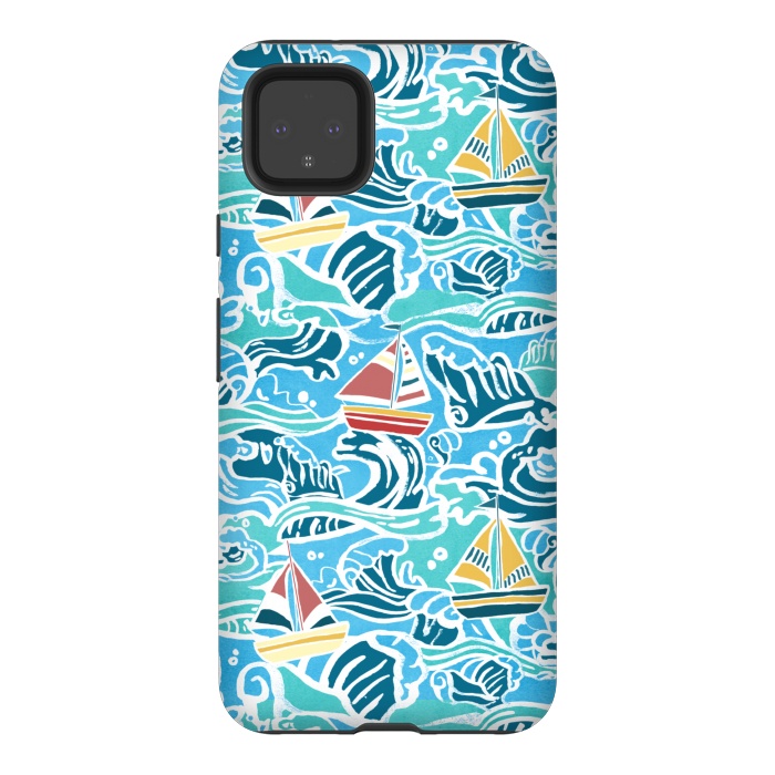 Pixel 4XL StrongFit Sailboats & Waves by Tangerine-Tane