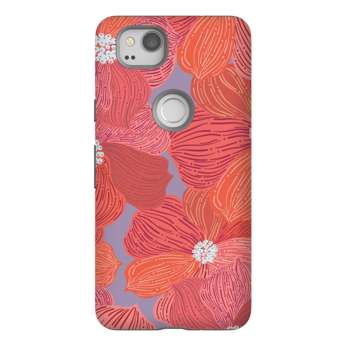 Pixel 2 StrongFit Coral floral by Nina Leth