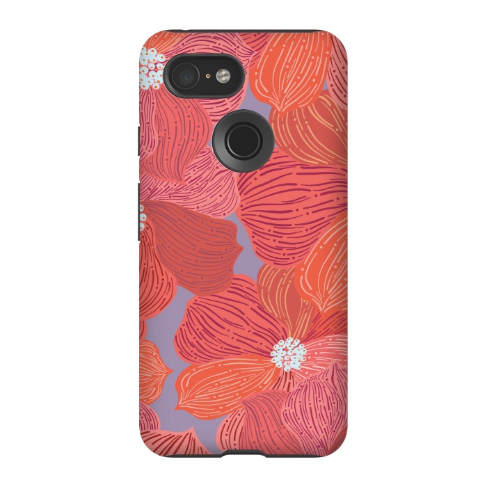 Pixel 3 StrongFit Coral floral by Nina Leth