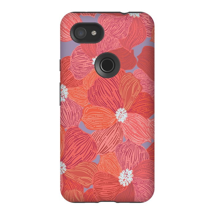 Pixel 3AXL StrongFit Coral floral by Nina Leth