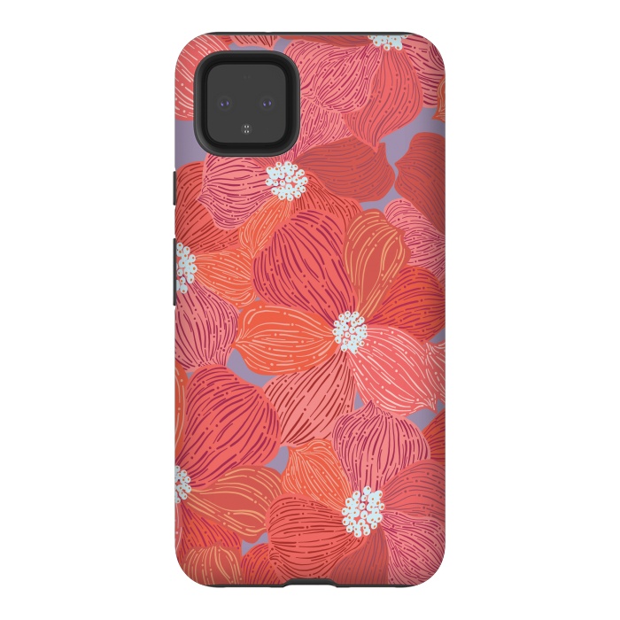 Pixel 4XL StrongFit Coral floral by Nina Leth
