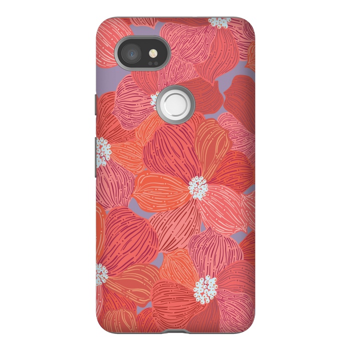 Pixel 2XL StrongFit Coral floral by Nina Leth