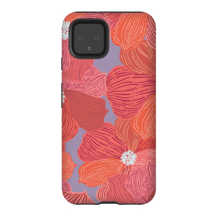 Pixel 4 StrongFit Coral floral by Nina Leth