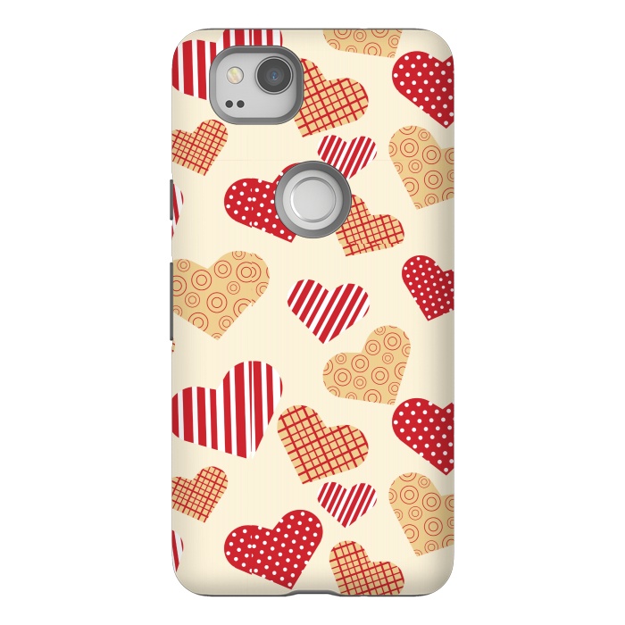 Pixel 2 StrongFit RED GOLDEN HEARTS by MALLIKA