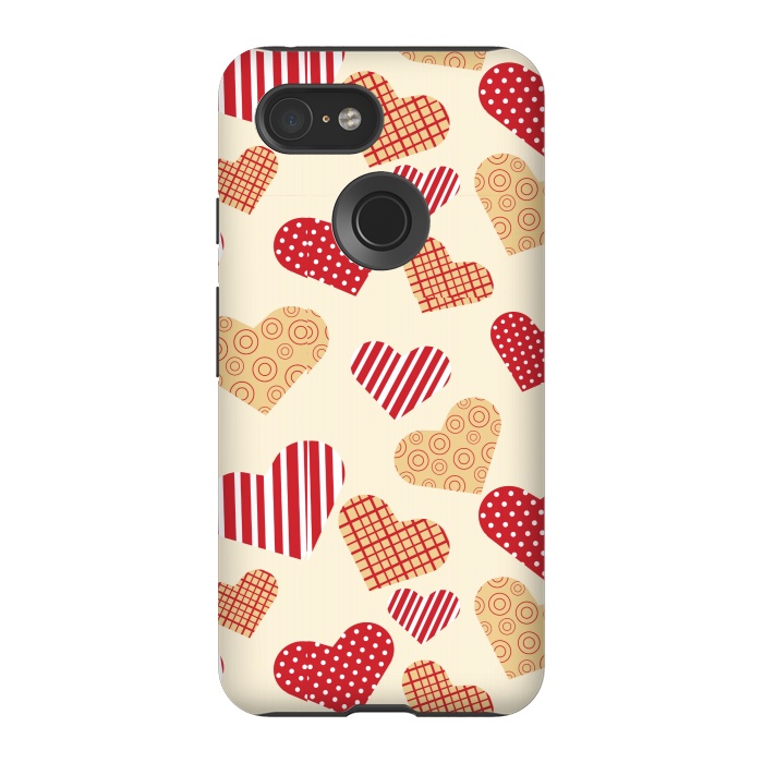 Pixel 3 StrongFit RED GOLDEN HEARTS by MALLIKA