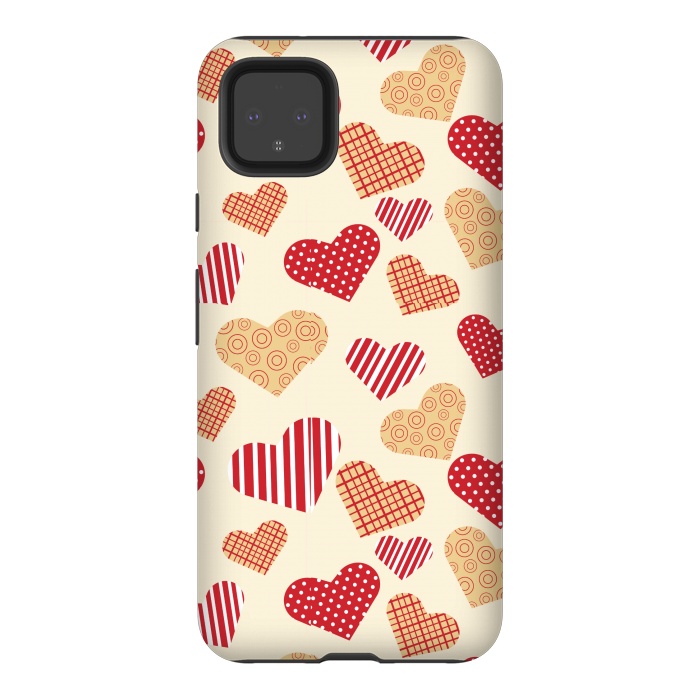 Pixel 4XL StrongFit RED GOLDEN HEARTS by MALLIKA